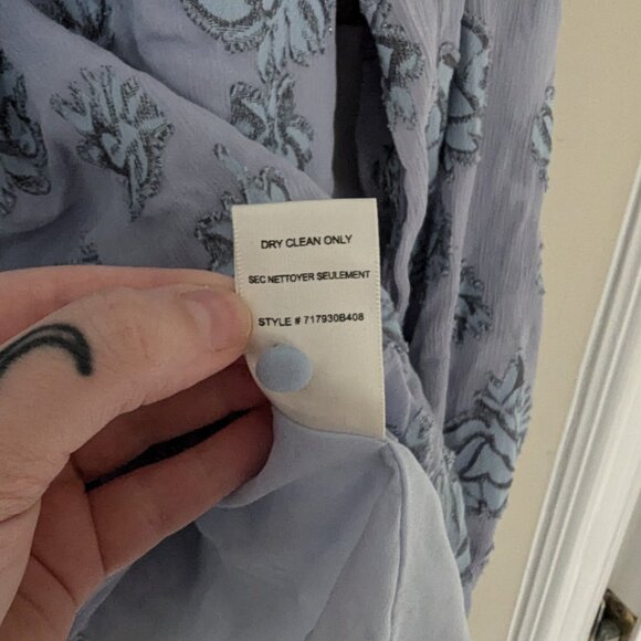 Rebecca Taylor Floral-print Mocknecktop In Silverbird Size 8 - Picture 8 of 8